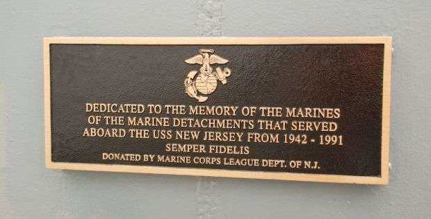 USS NEW JERSEY MARINE DETACHMENTS MEMORIAL PLAQUE