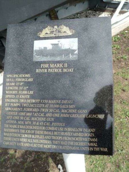 PBR MARK II RIVER PATROL BOAT MEMORIAL PLAQUE