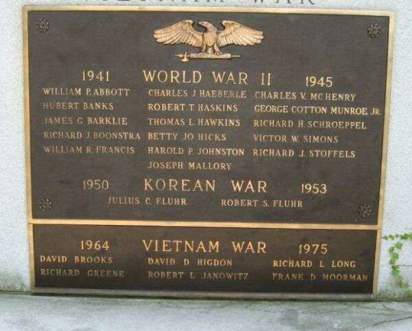 GLEN ROCK HONORED HEROES WAR MEMORIAL PLAQUE