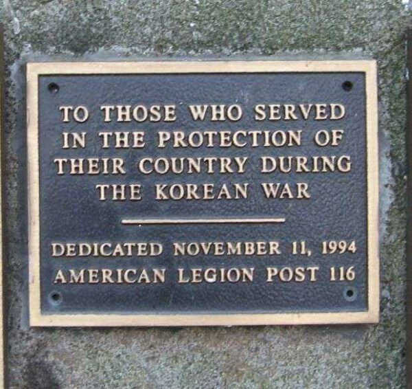 EDGEWATER WORLD WAR I MEMORIAL BACK KOREAN WAR PLAQUE