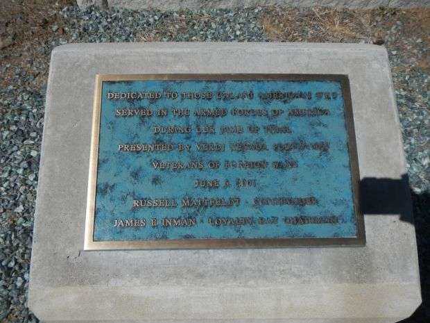 VERDI NEVADA POST 10053 VETERANS MEMORIAL PLAQUE