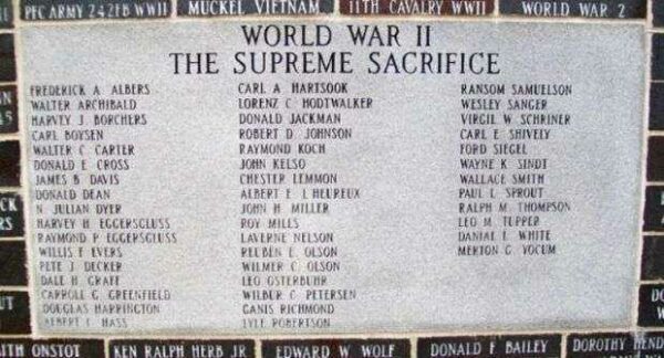 FRANKLIN COUNTY VETERANS MEMORIAL HONOR ROLL STONE B