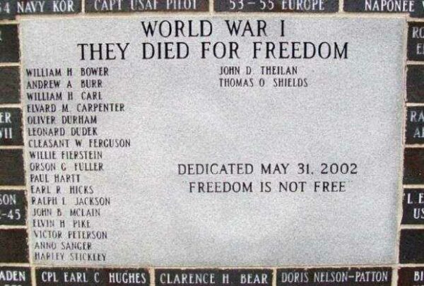 FRANKLIN COUNTY VETERANS MEMORIAL HONOR ROLL STONE A