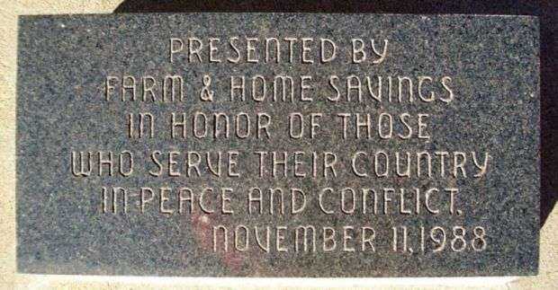 FARM & HOME SAVINGS VETERANS MEMORIAL FLAGPOLE PLAQUE
