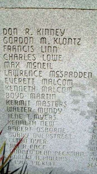 VERNON COUNTY WAR MEMORIAL HONOR ROLL STONE L