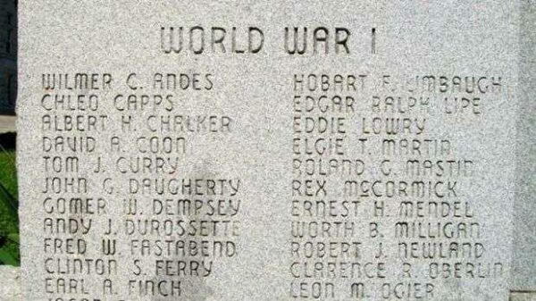 VERNON COUNTY WAR MEMORIAL HONOR ROLL STONE A