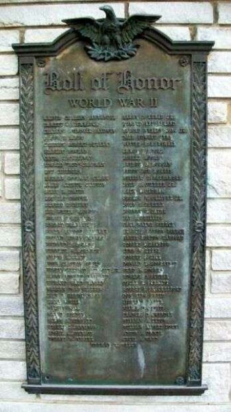 CARTHAGE WORLD WAR II ROLL OF HONOR MEMORIAL PLAQUE