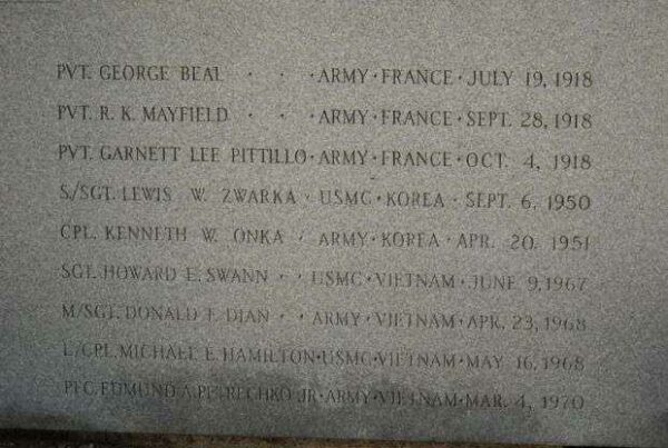 SUGAR CREEK WAR VETERANS MEMORIAL HONOR STONE A