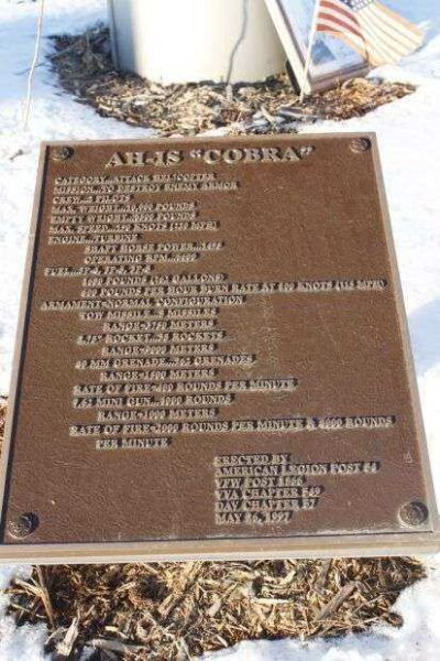 AH-IS “COBRA” MEMORIAL HELICOPTER PLAQUE