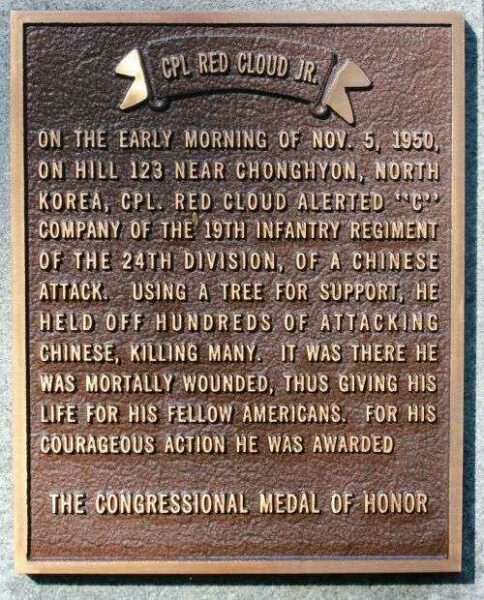 CPL. MITCHELL RED CLOUD MEMORIAL PLAQUE