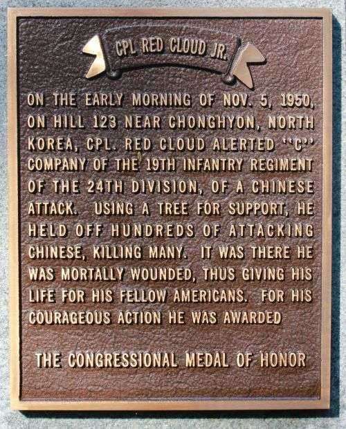 CPL. MITCHELL RED CLOUD MEMORIAL PLAQUE