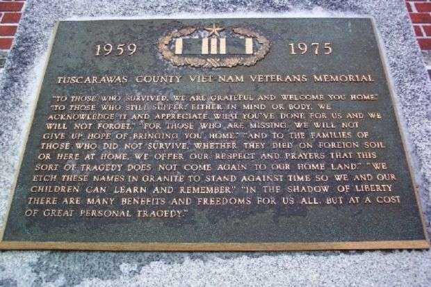 TUSCARAWAS COUNTY VIET-NAM VETERANS MEMORIAL DEDICATION PLAQUE
