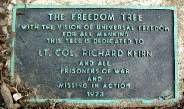 LT. COL. RICHARD KEIRN FREEDOM TREE MEMORIAL PLAQUE