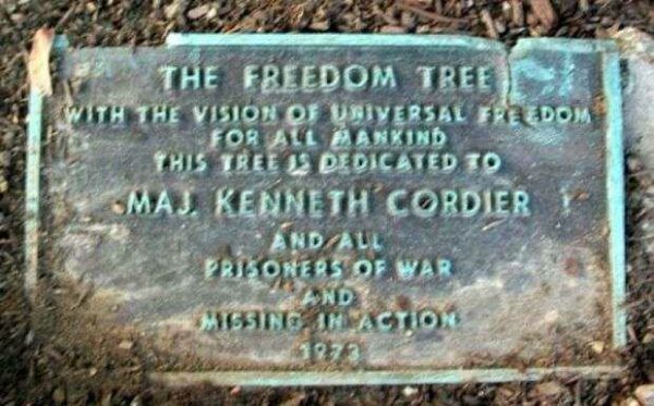 MAJ. KENNETH CORDER FREEDOM TREE MEMORIAL PLAQUE