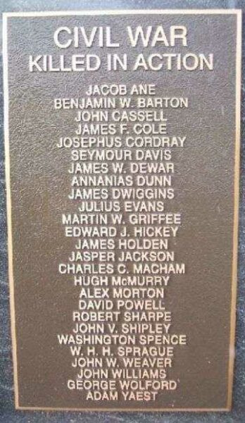 DRESDEN CIVIL WAR KIA MEMORIAL PLAQUE