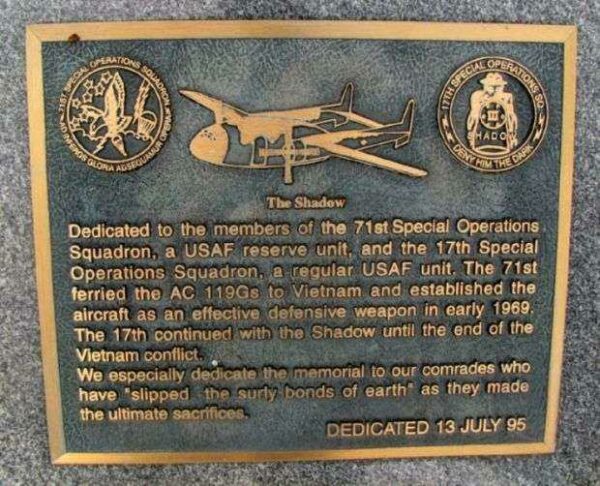 17TH AND 71ST SPECIAL OPERATIONS SQUADRONS MEMORIAL PLAQUE