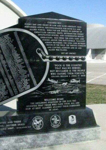 THE FORWARD AIR CONTROLLERS WAR MEMORIAL BACK