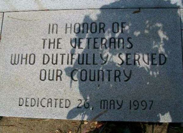 AMERICAN LEGION POST 602 VETERANS MEMORIAL DEDICATION STONE A