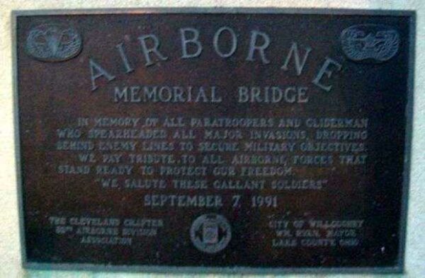 AIRBORNE MEMORIAL BRIDGE PLAQUE
