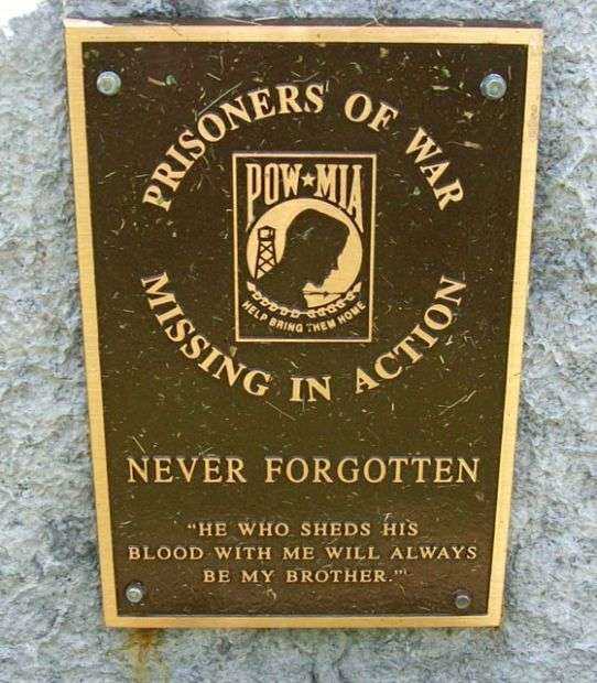 V.F.W. POST 9473 POW MIA MEMORIAL FLAGPOLE PLAQUE