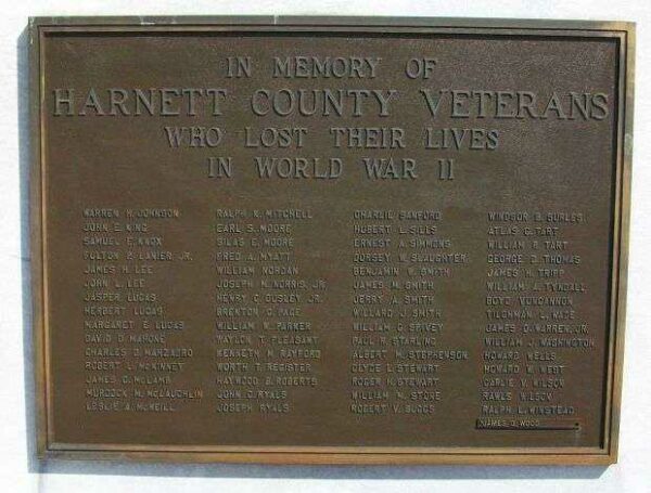 HARNETT COUNTY VETERANS MEMORIAL PLAQUE B