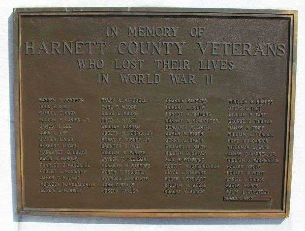HARNETT COUNTY VETERANS MEMORIAL PLAQUE B