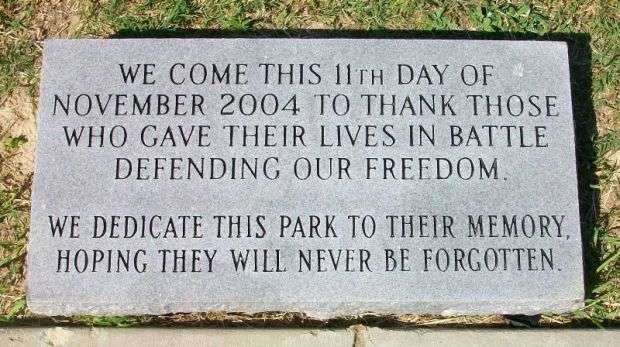 HARNETT COUNTY VETERANS PARK DEDICATION STONE