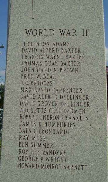 CHERRYVILLE VETERANS WAR MEMORIAL STONE B