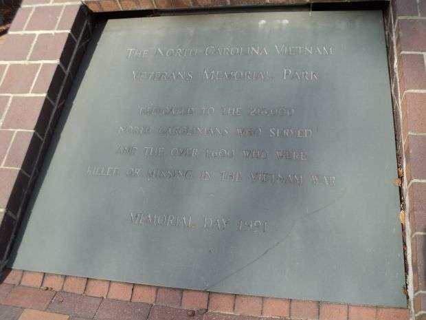 THE NORTH CAROLINA VIETNAM VETERANS MEMORIAL PARK PLAQUE