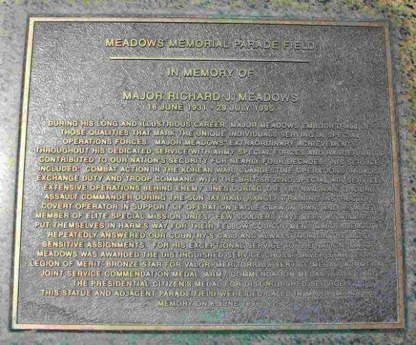 MEADOWS MEMORIAL PARADE FIELD PLAQUE