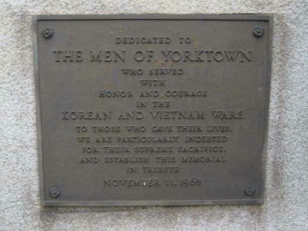 YORKTOWN KOREAN AND VIETNAM WARS MEMORIAL PLAQUE