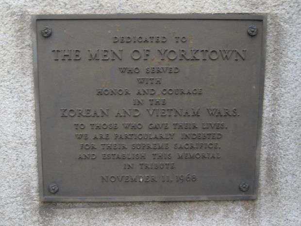 YORKTOWN KOREAN AND VIETNAM WARS MEMORIAL PLAQUE