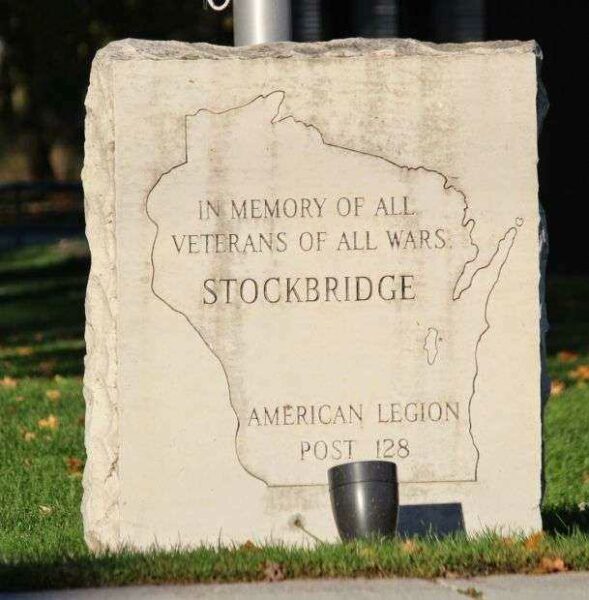 STOCKBRIDGE AMERICAN LEGION POST 128 VETERANS MEMORIAL FLAGPOLE STONE