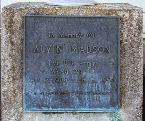 PVT. ALVIN MADSON WAR MEMORIAL FLAGPOLE PLAQUE