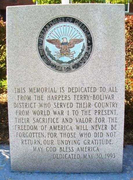 HARPER’S FERRY-BOLIVER VETERANS MEMORIAL DEDICATION STONE