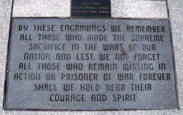 NEW HAVEN VETERANS’ MEMORIAL DEDICATION STONE B