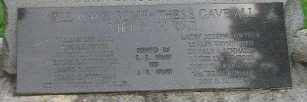 BARBOUR COUNTY VIETNAM WAR MEMORIAL PLAQUE