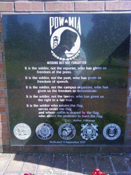 WASHINGTON STATE VIETNAM WAR POW/MIA MEMORIAL PLAQUE B