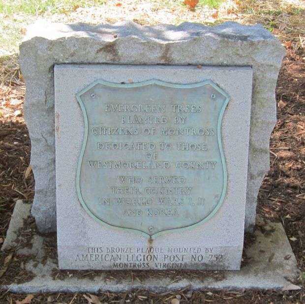 WESTMORELAND COUNTY MEMORIAL TREE PLAQUE