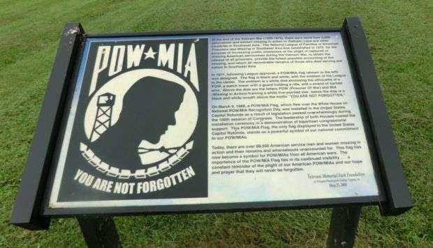 POW MIA YOU ARE NOT FORGOTTEN MEMORIAL MARKER