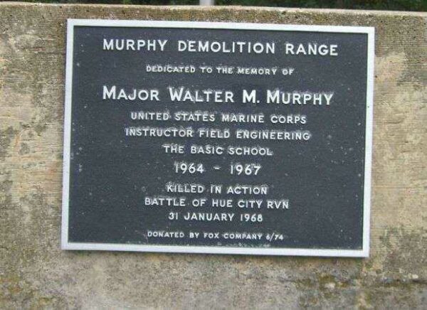 MAJOR WALTER M. MURPHY WAR MEMORIAL PLAQUE