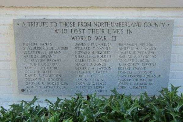 NORTHUMBERLAND COUNTY WORLD WAR II MEMORIAL