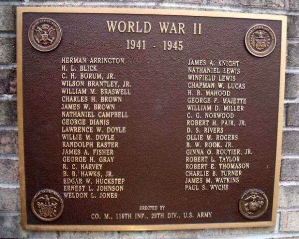 EMPORIA-GREENSVILLE VETERAN WAR MEMORIAL PLAQUE C