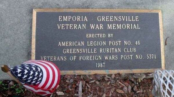 EMPORIA-GREENSVILLE VETERAN WAR MEMORIAL PLAQUE A