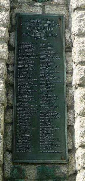 ARLINGTON COUNTY WAR MEMORIAL PLAQUE C
