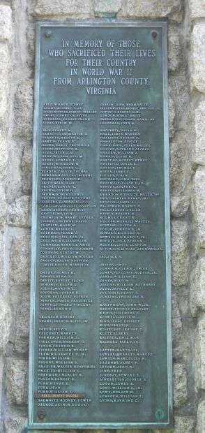 ARLINGTON COUNTY WAR MEMORIAL PLAQUE B