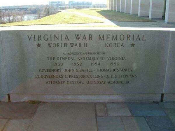 VIRGINIA WAR MEMORIAL DEDICATION STONE C