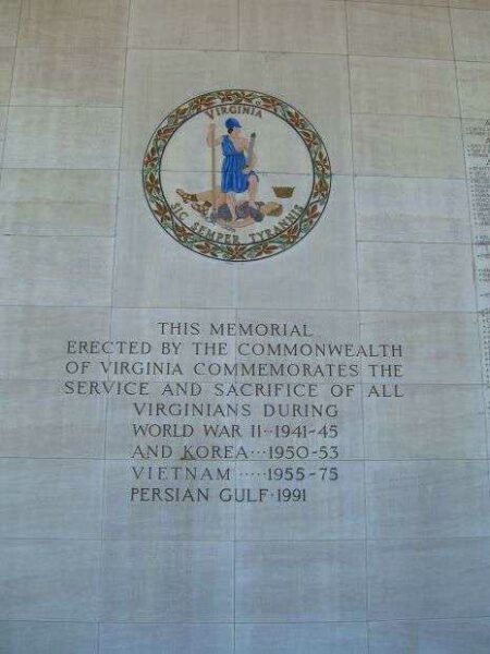 VIRGINIA WAR MEMORIAL DEDICATION STONE A
