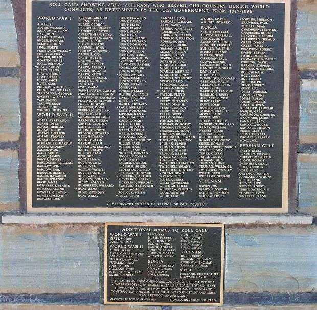 AMERICAN LEGION HIATT-HUNT POST 80 MEMORIAL PLAQUE B