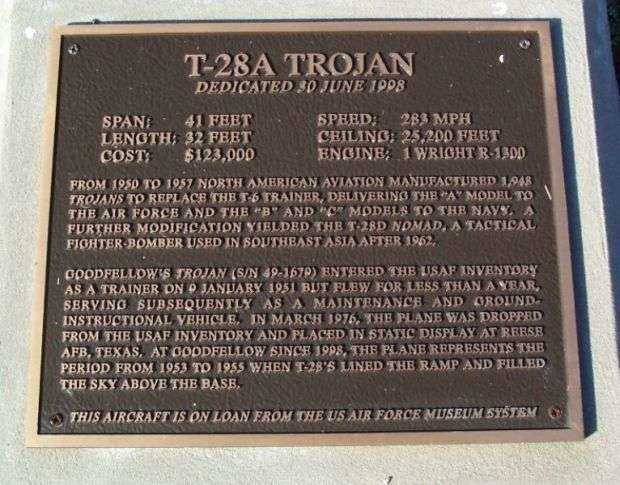 T-28A TROJAN MEMORIAL AIRCRAFT PLAQUE
